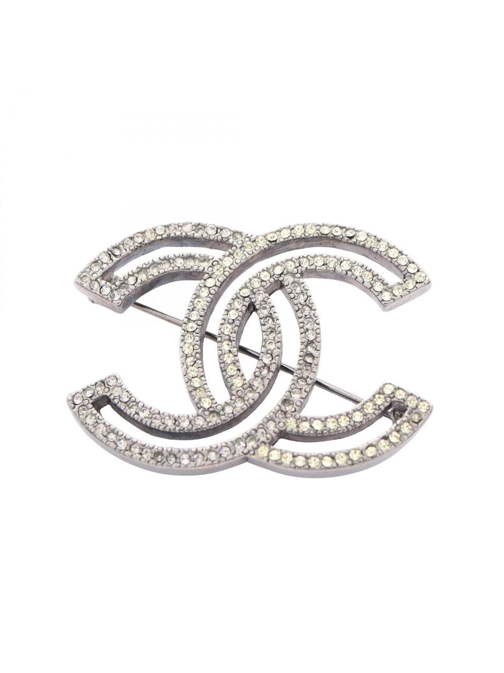 Chanel Cc Logo Brooch Silver-Tone Metal #357808C74B
